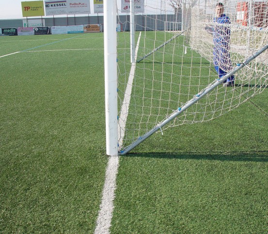 Portería fija de fútbol en tubo de aluminio ovalado 120x100mm - Porterías de fútbol - Fútbol